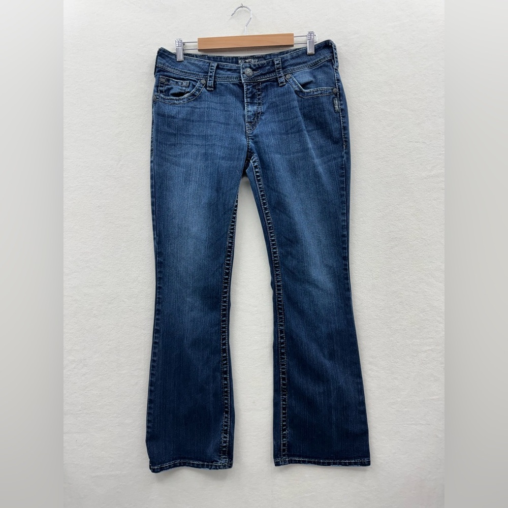 Silver Jeans Women’s 31x32 Suki Surplus Bootcut Dark Wash Flap Pocket